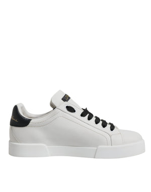 Dolce & Gabbana White Leather DG Logo Low Top Sneakers Shoes