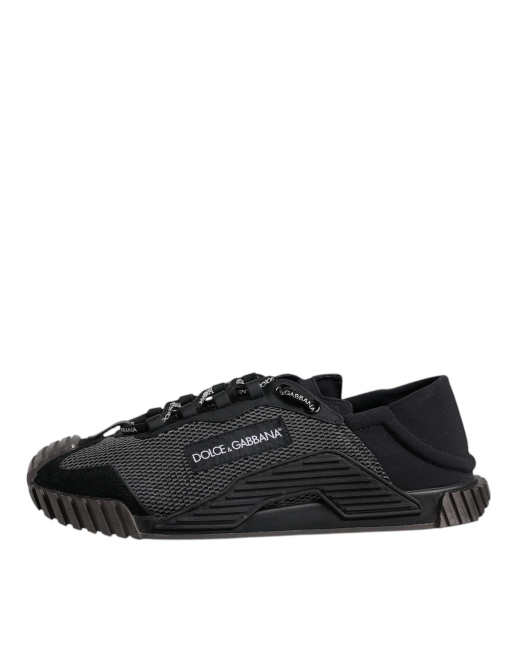 Dolce & Gabbana Black Silver Logo Low Top Men Sneakers Shoes