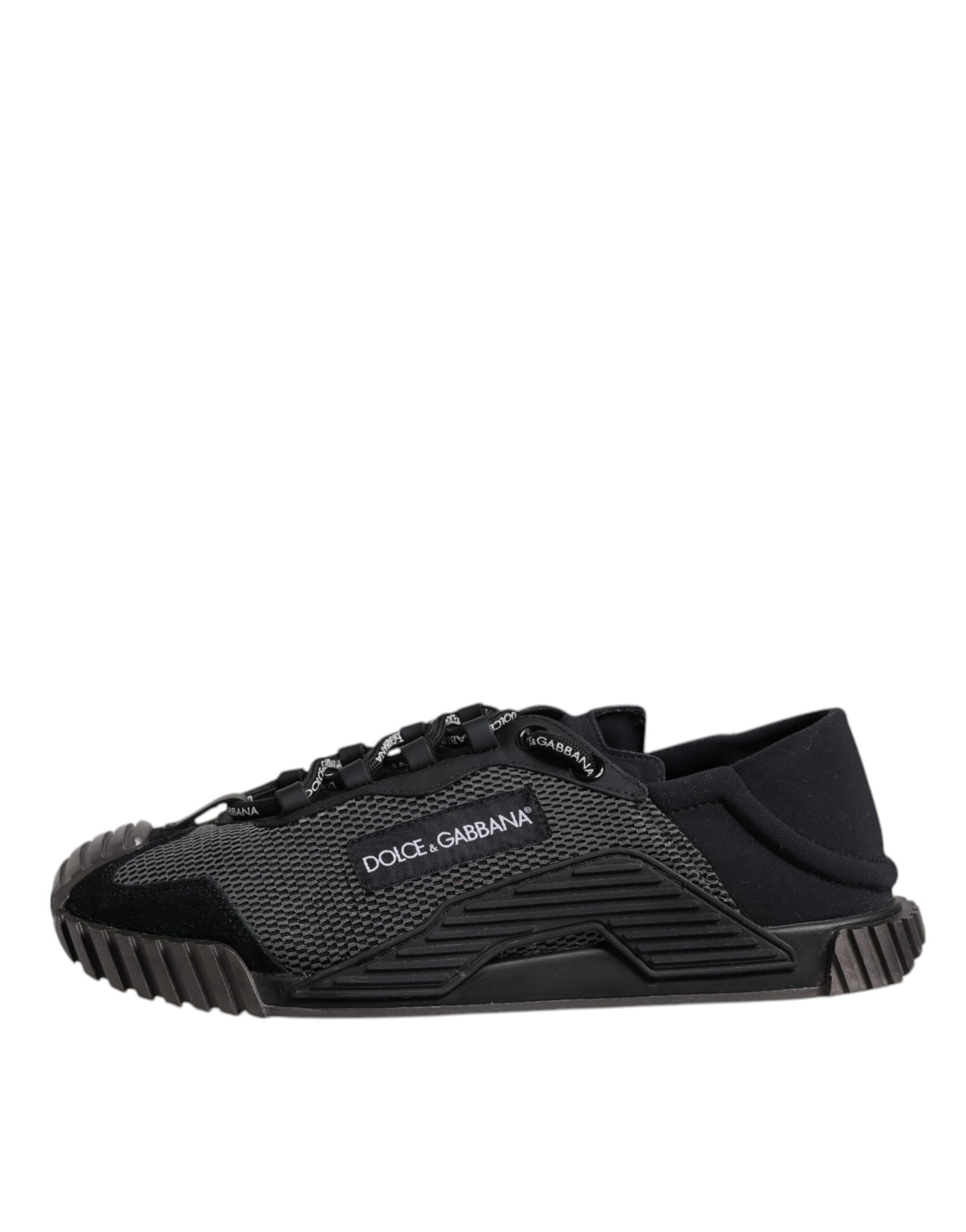 Dolce & Gabbana Black Silver Logo Low Top Men Sneakers Shoes