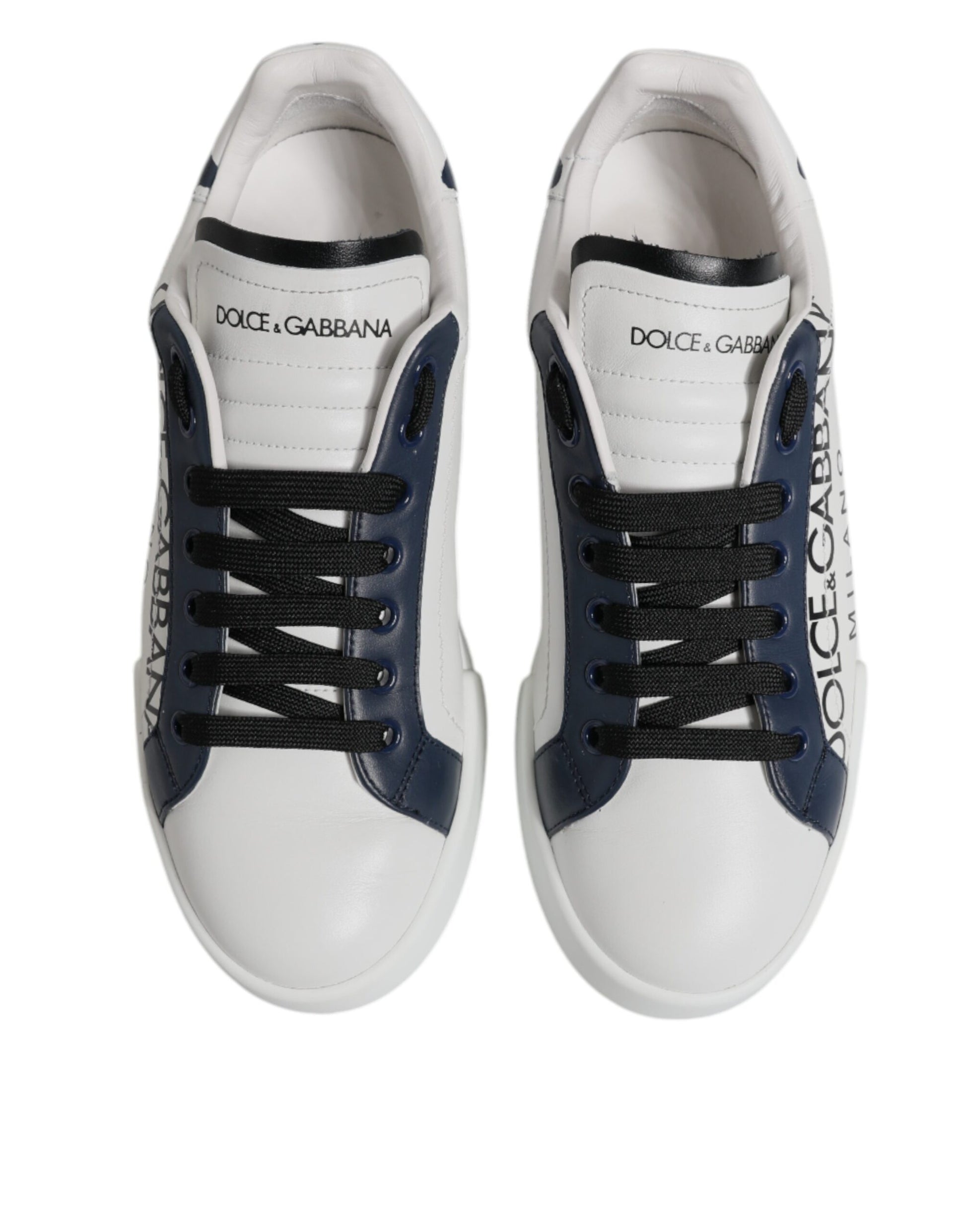 Dolce & Gabbana White Blue Crown Low Top Men Sneakers Shoes