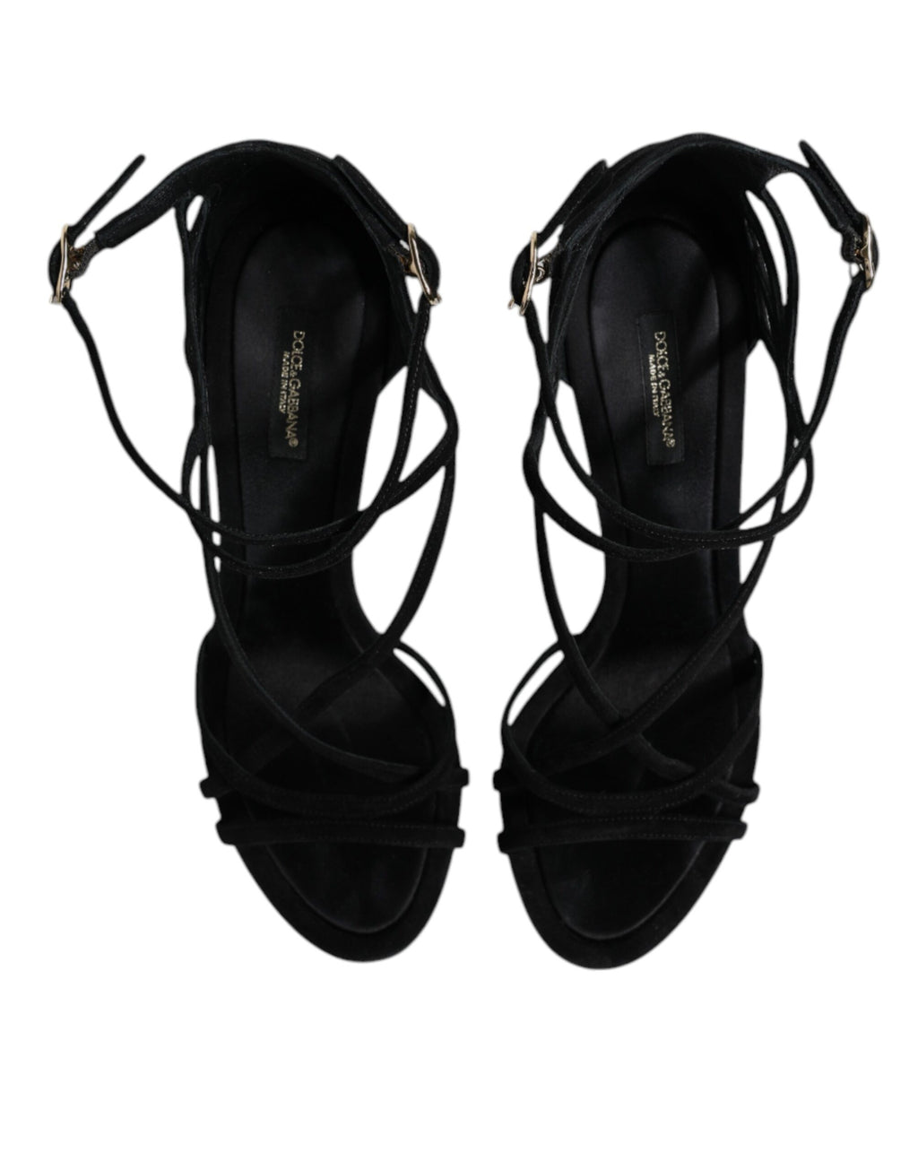 Dolce & Gabbana Black Leather Stiletto Heels Sandals Shoes