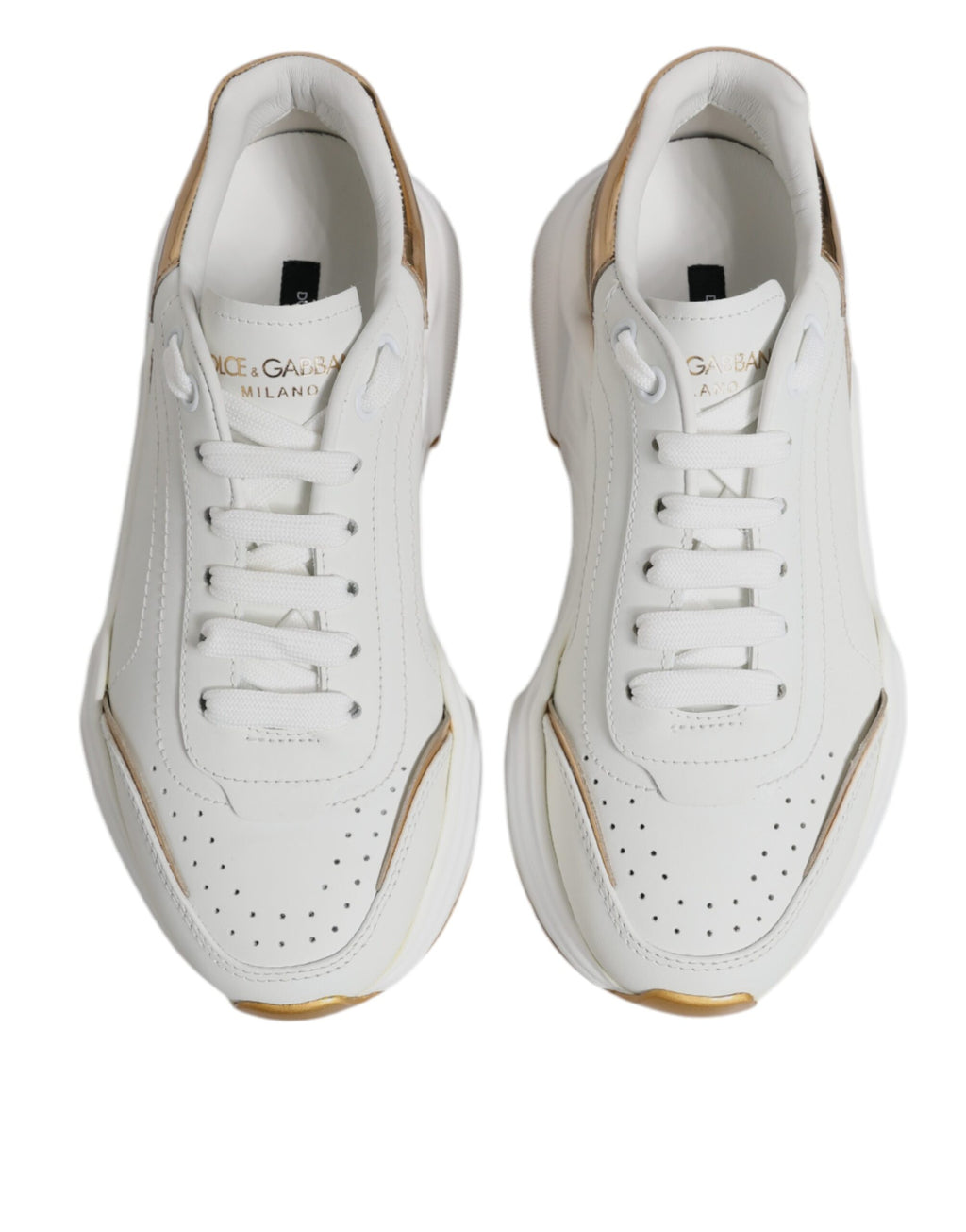 Dolce & Gabbana White Gold Daymaster Low Top Sneakers Shoes