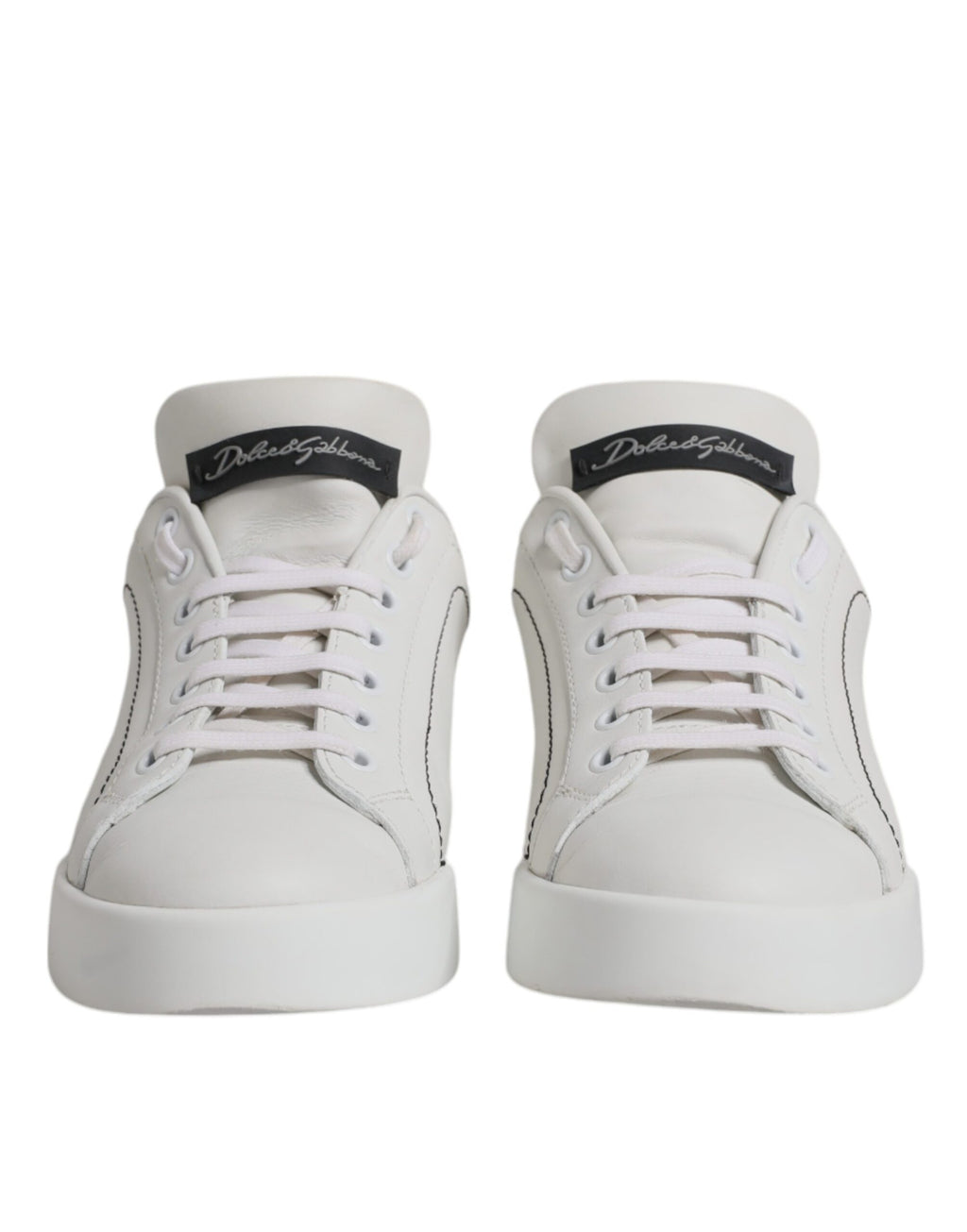 Weiße schwarze Leder Low Top Sneakers Schuhe