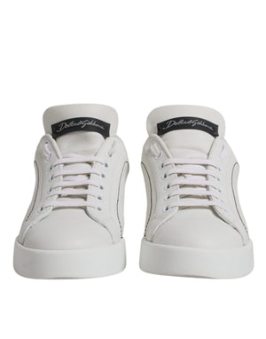 Weiße schwarze Leder Low Top Sneakers Schuhe