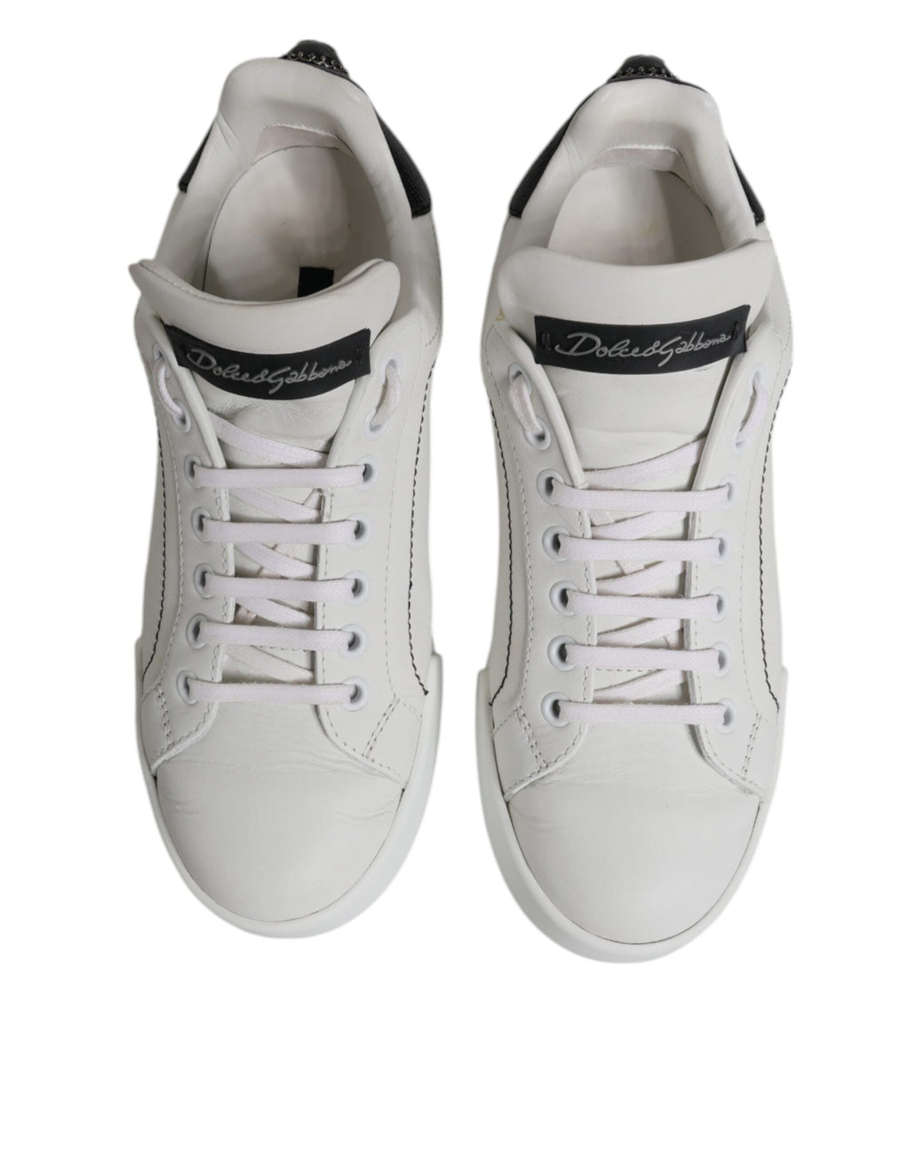 Weiße schwarze Leder Low Top Sneakers Schuhe