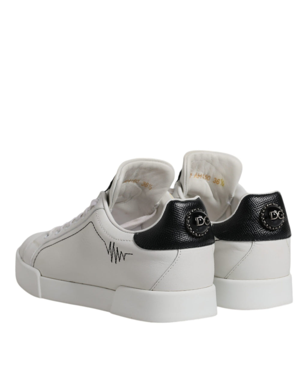 Weiße schwarze Leder Low Top Sneakers Schuhe