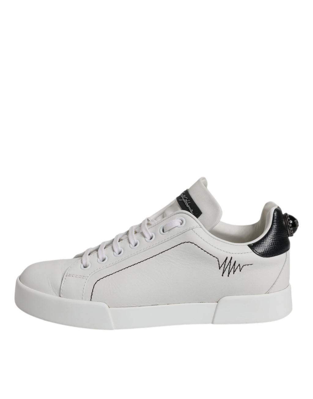 Weiße schwarze Leder Low Top Sneakers Schuhe