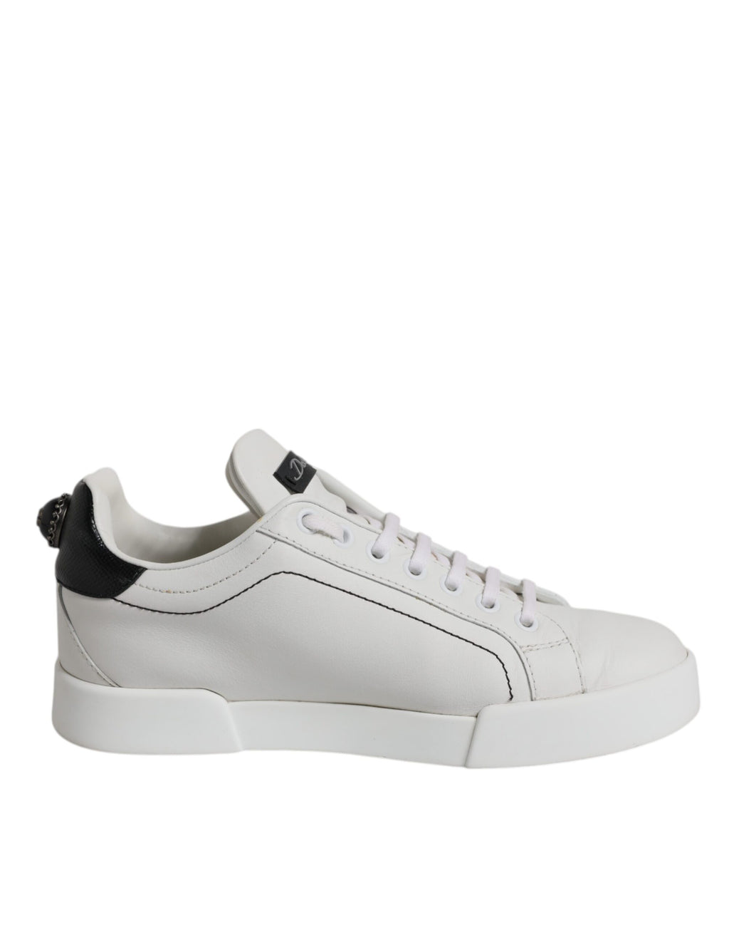 Weiße schwarze Leder Low Top Sneakers Schuhe