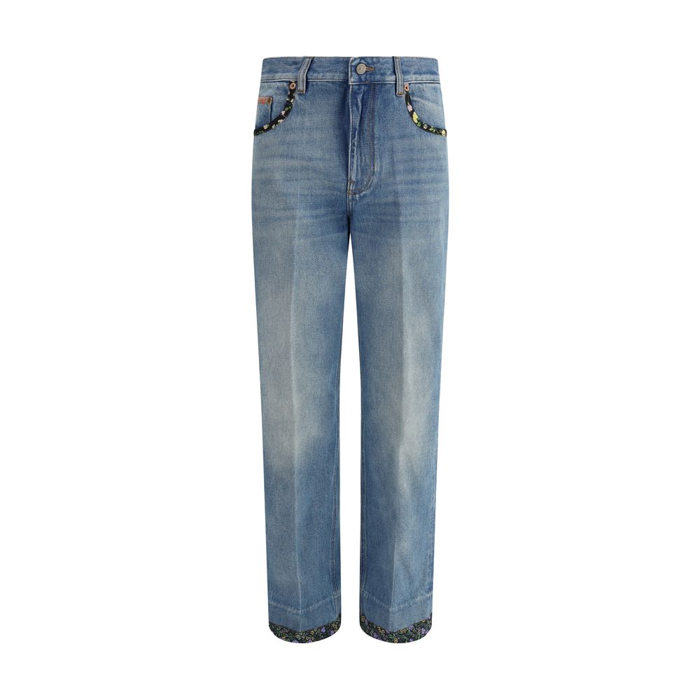 Jeans mit floralen Details