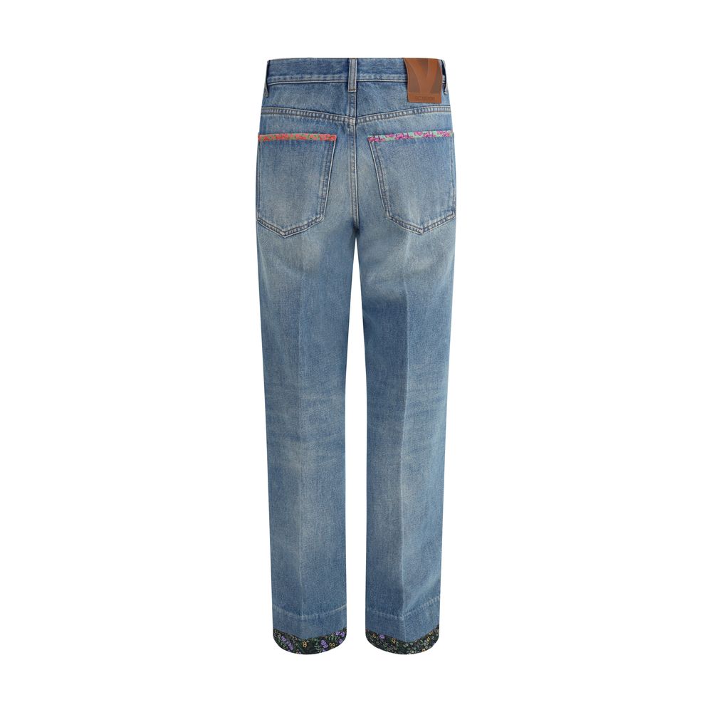 Jeans mit floralen Details
