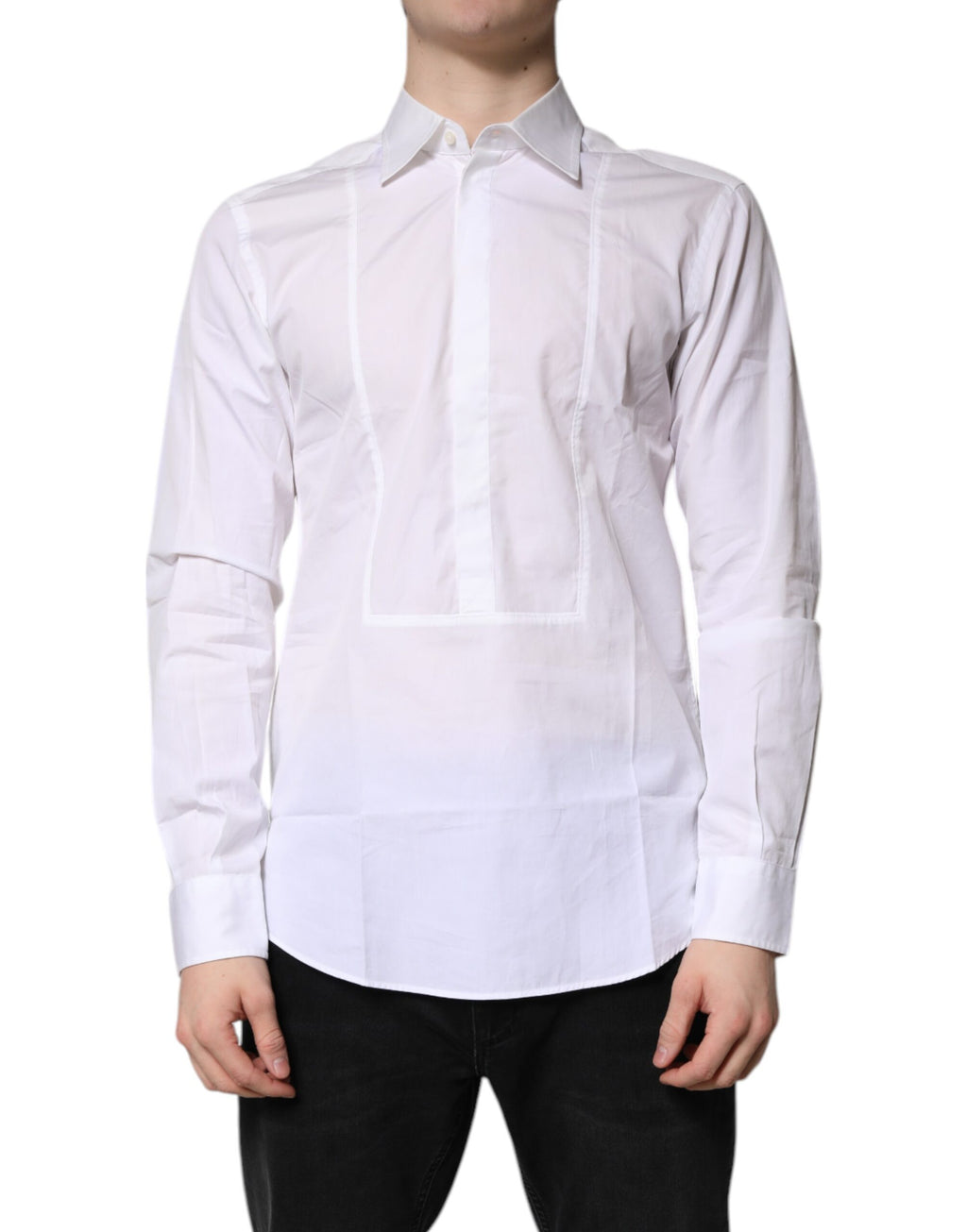 Dolce & Gabbana White Cotton Collared Dress Formal Shirt