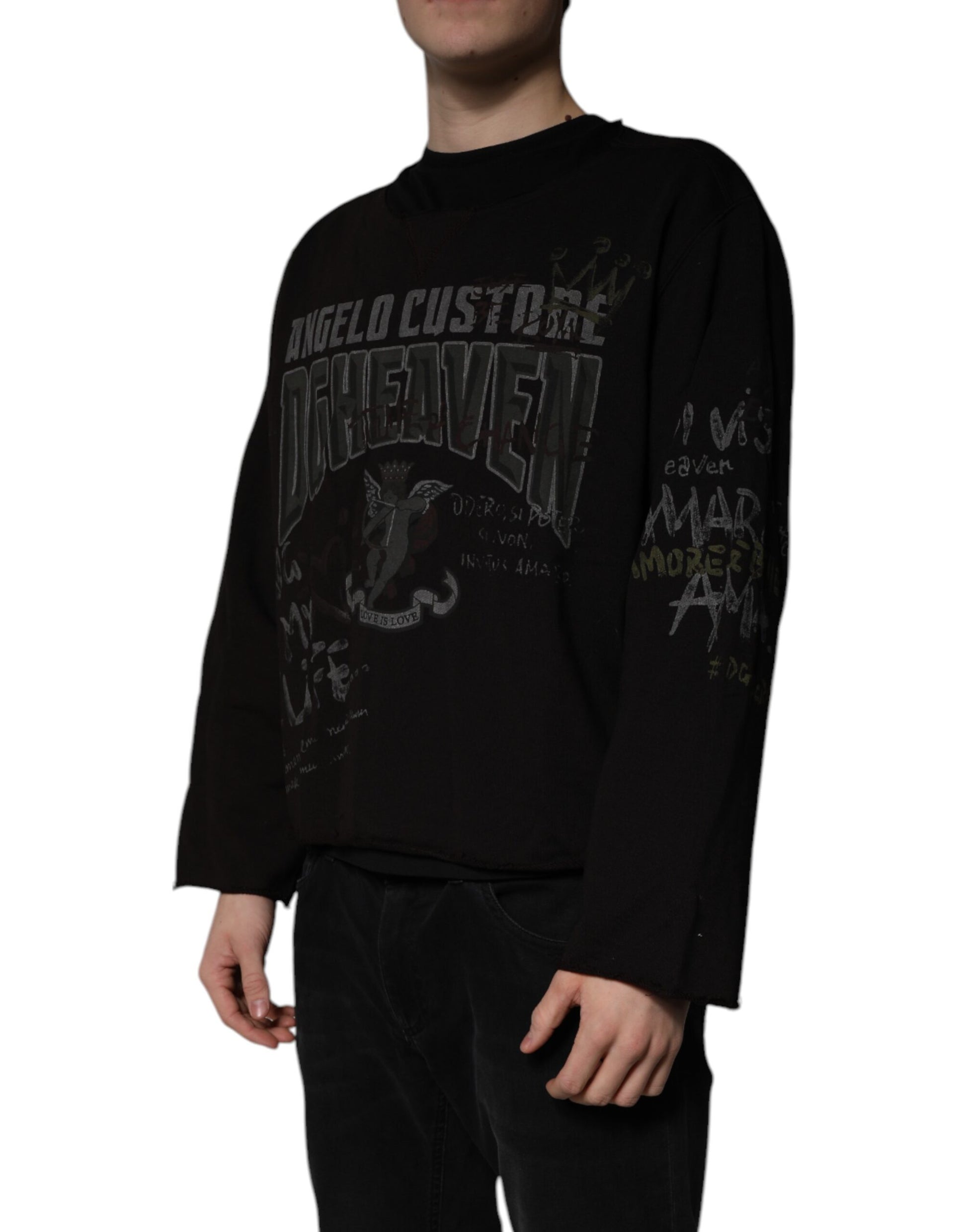 Schwarzer DG Heaven Pullover mit Rundhalsausschnitt
