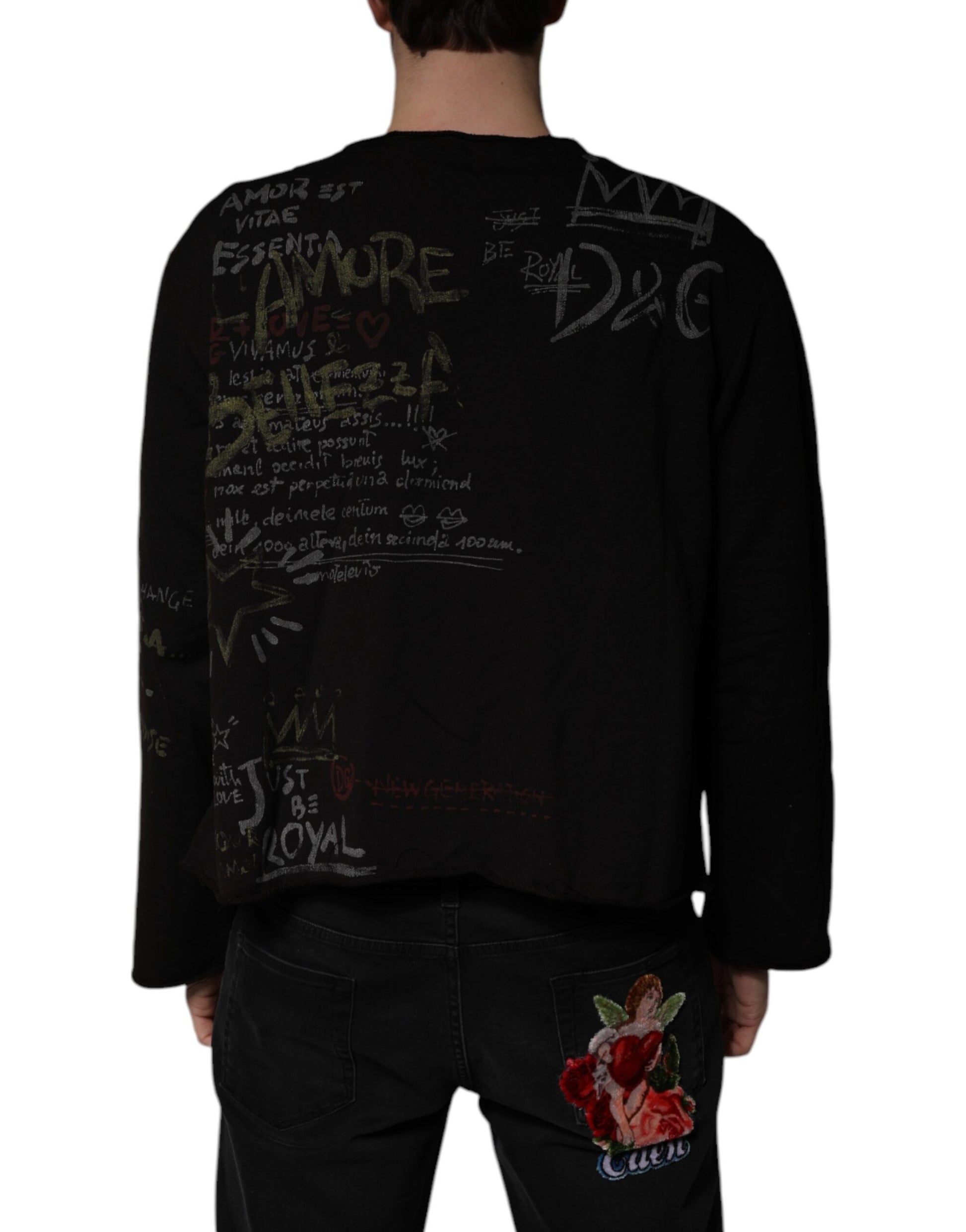 Schwarzer DG Heaven Pullover mit Rundhalsausschnitt