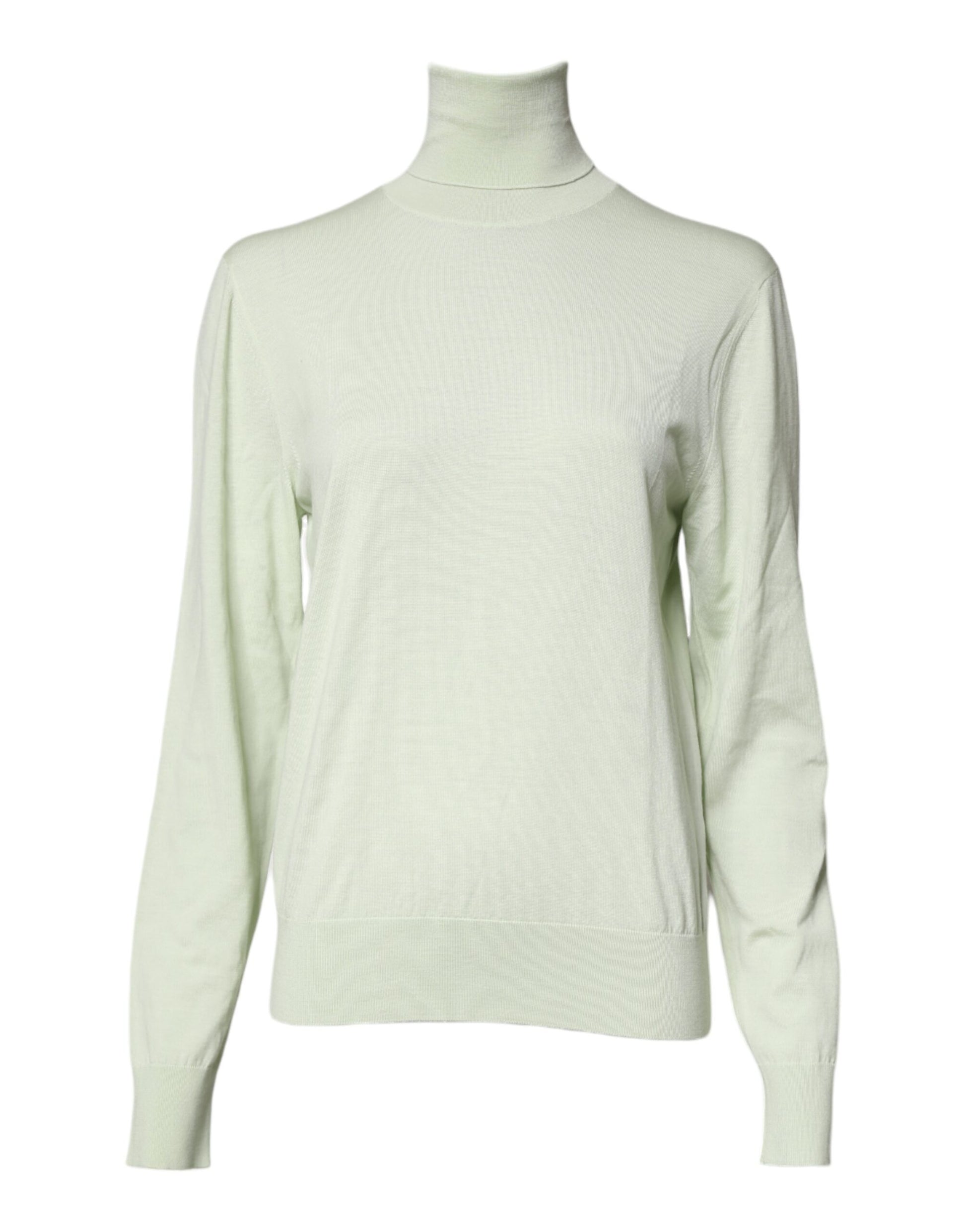 Hellgrüner Rollkragenpullover aus Wolle