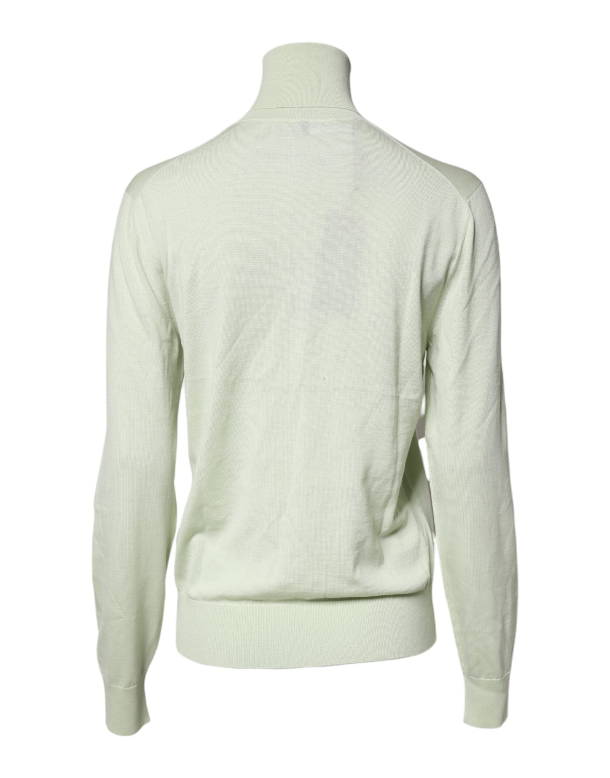 Hellgrüner Rollkragenpullover aus Wolle