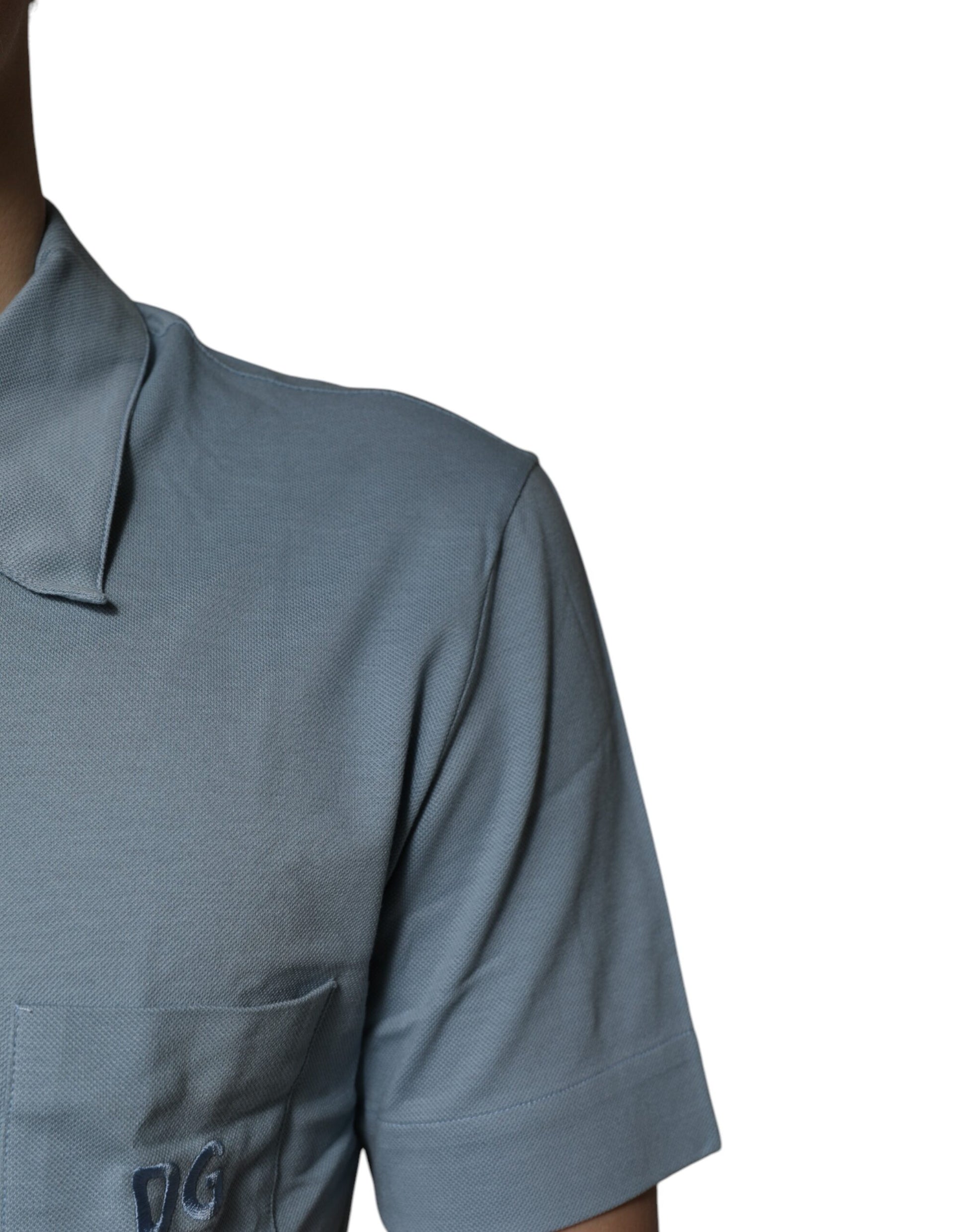 Blaues Poloshirt aus Baumwolle mit Knopfleiste für Herren