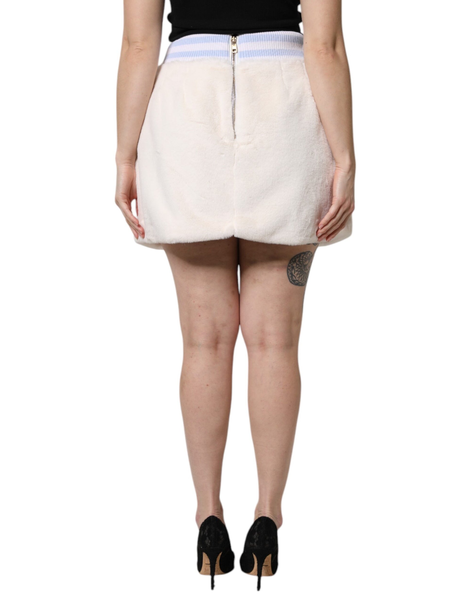 Off-White – Hoch taillierter Minirock aus Kunstpelz