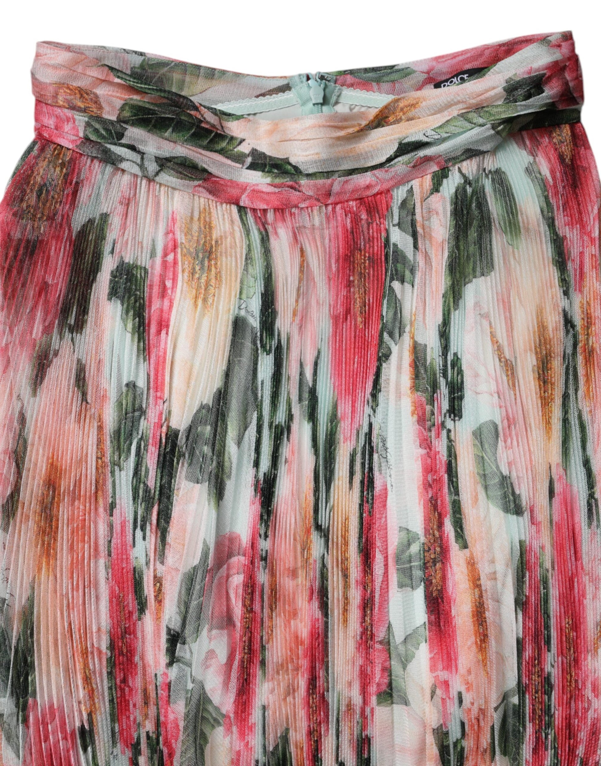 Mehrfarbiger Midirock aus Seide mit Blumenmuster und hoher Taille