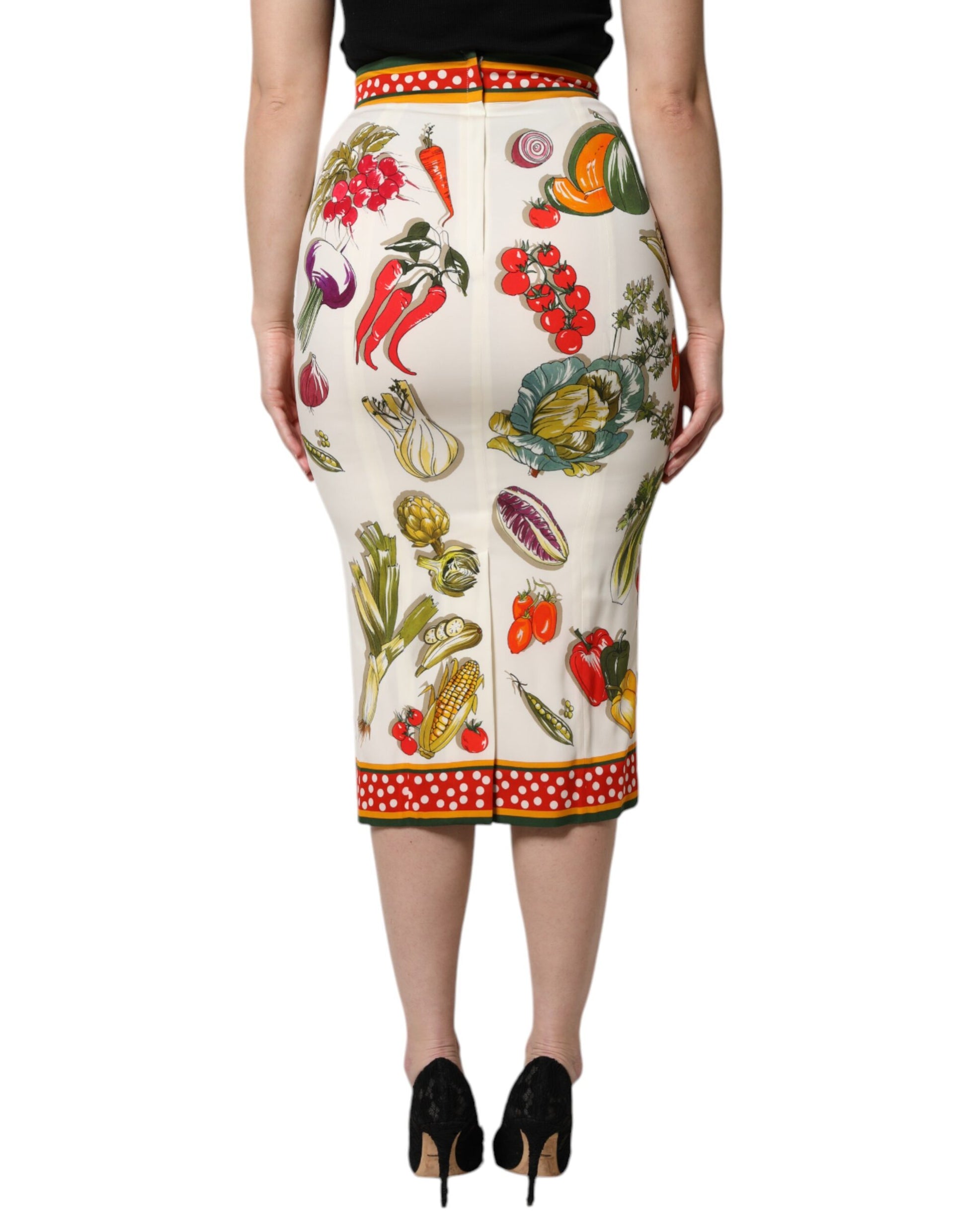 Mehrfarbiger Midirock mit hoher Taille und Bleistiftschnitt