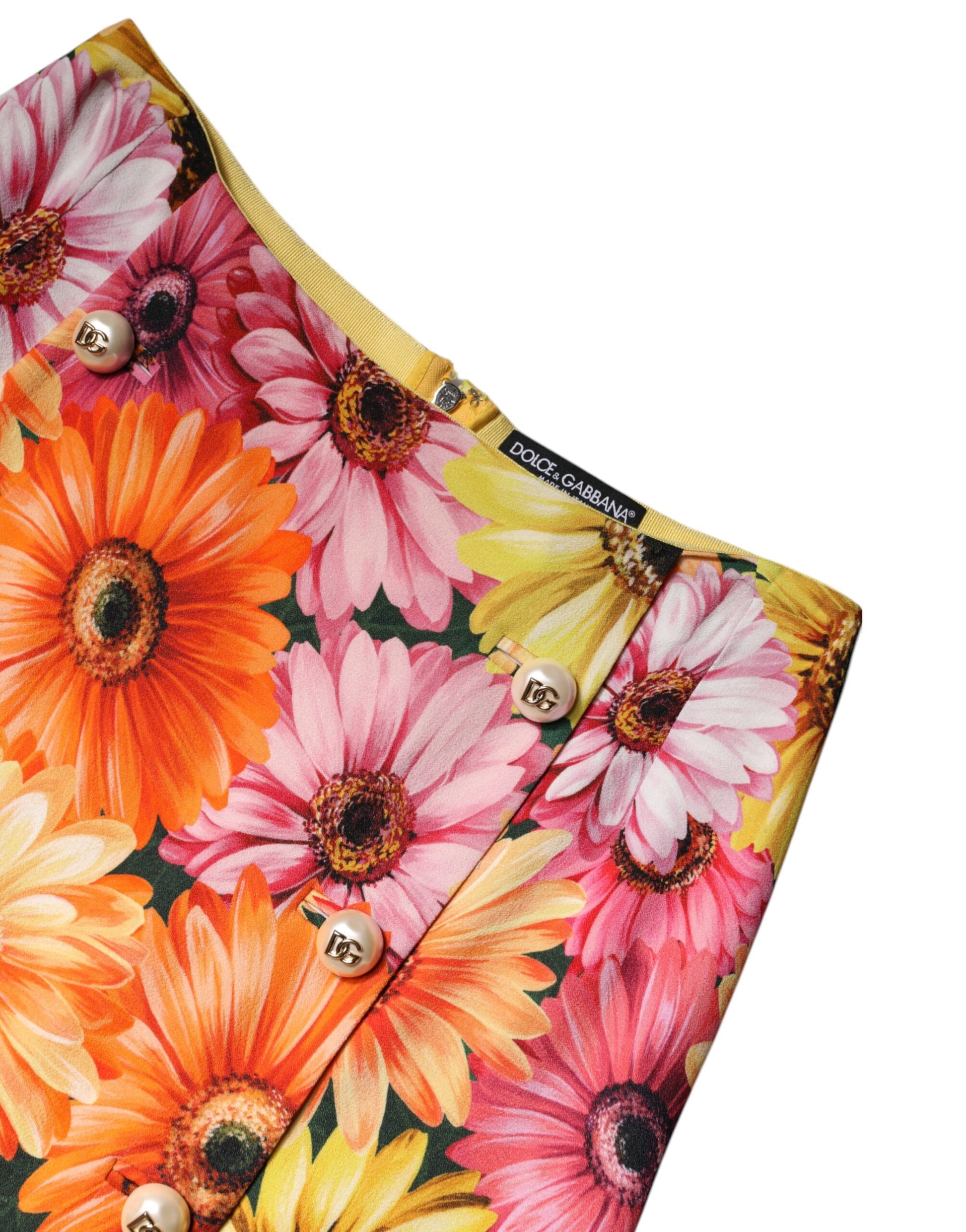 Mehrfarbiger Minirock mit hoher Taille und Blumenmuster