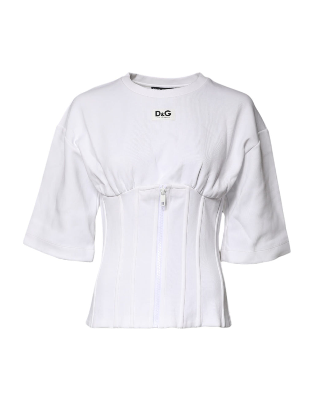 Dolce & Gabbana White Cotton Blend 3/4 Sleeves Blouse Top