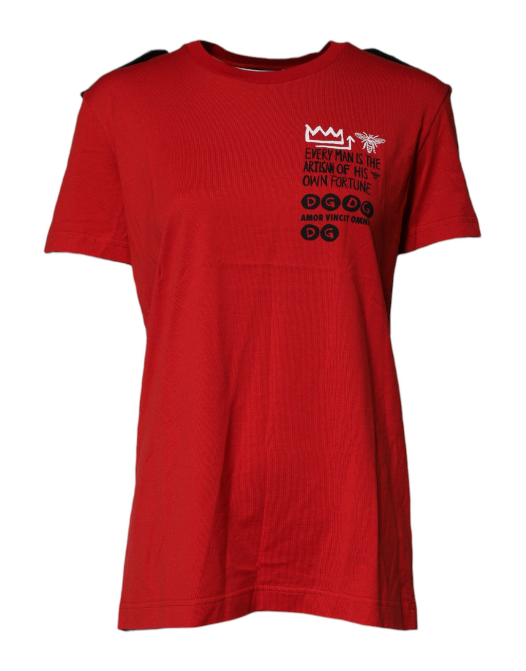 Rotes Baumwoll-T-Shirt mit Rundhalsausschnitt und grafischem Print