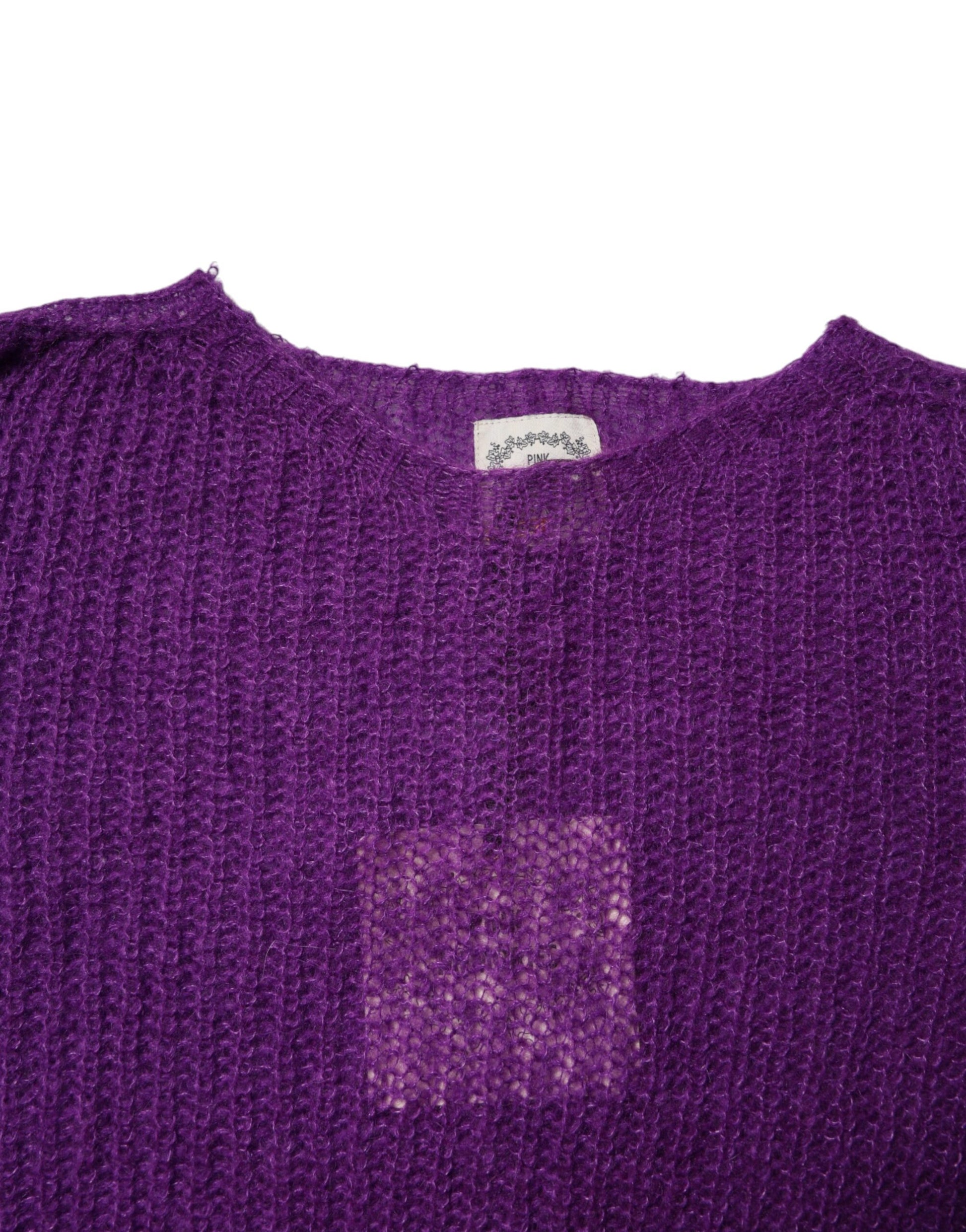 Violetter Strickpullover mit langen Ärmeln und Rundhalsausschnitt