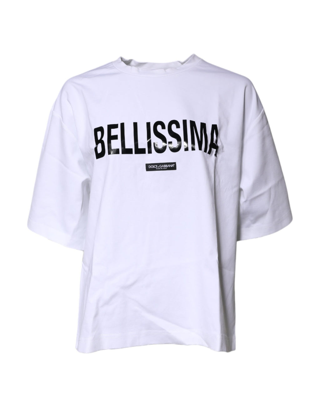 Weißes Bellissima-T-Shirt aus Baumwolle mit Rundhalsausschnitt