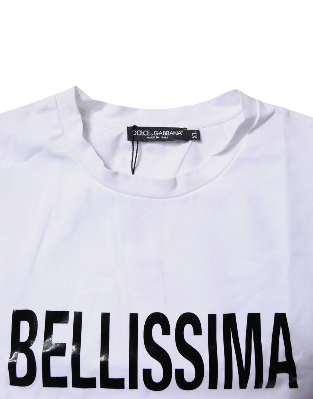 Weißes Bellissima-T-Shirt aus Baumwolle mit Rundhalsausschnitt