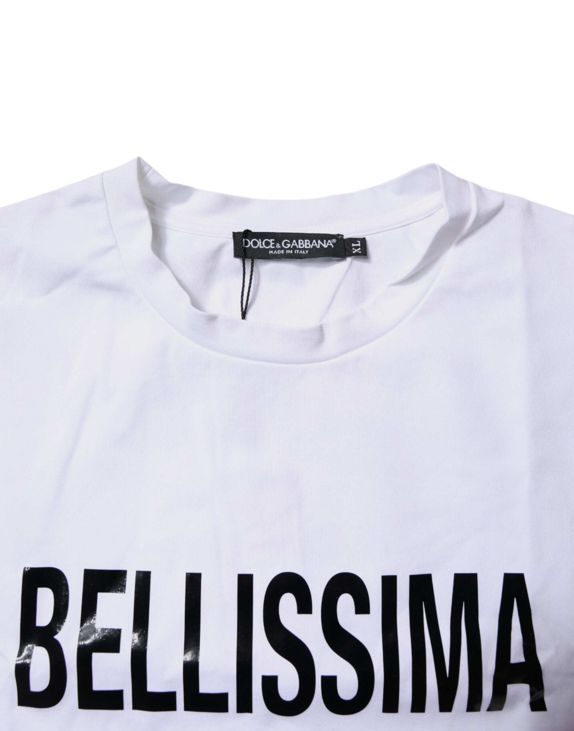 Weißes Bellissima-T-Shirt aus Baumwolle mit Rundhalsausschnitt