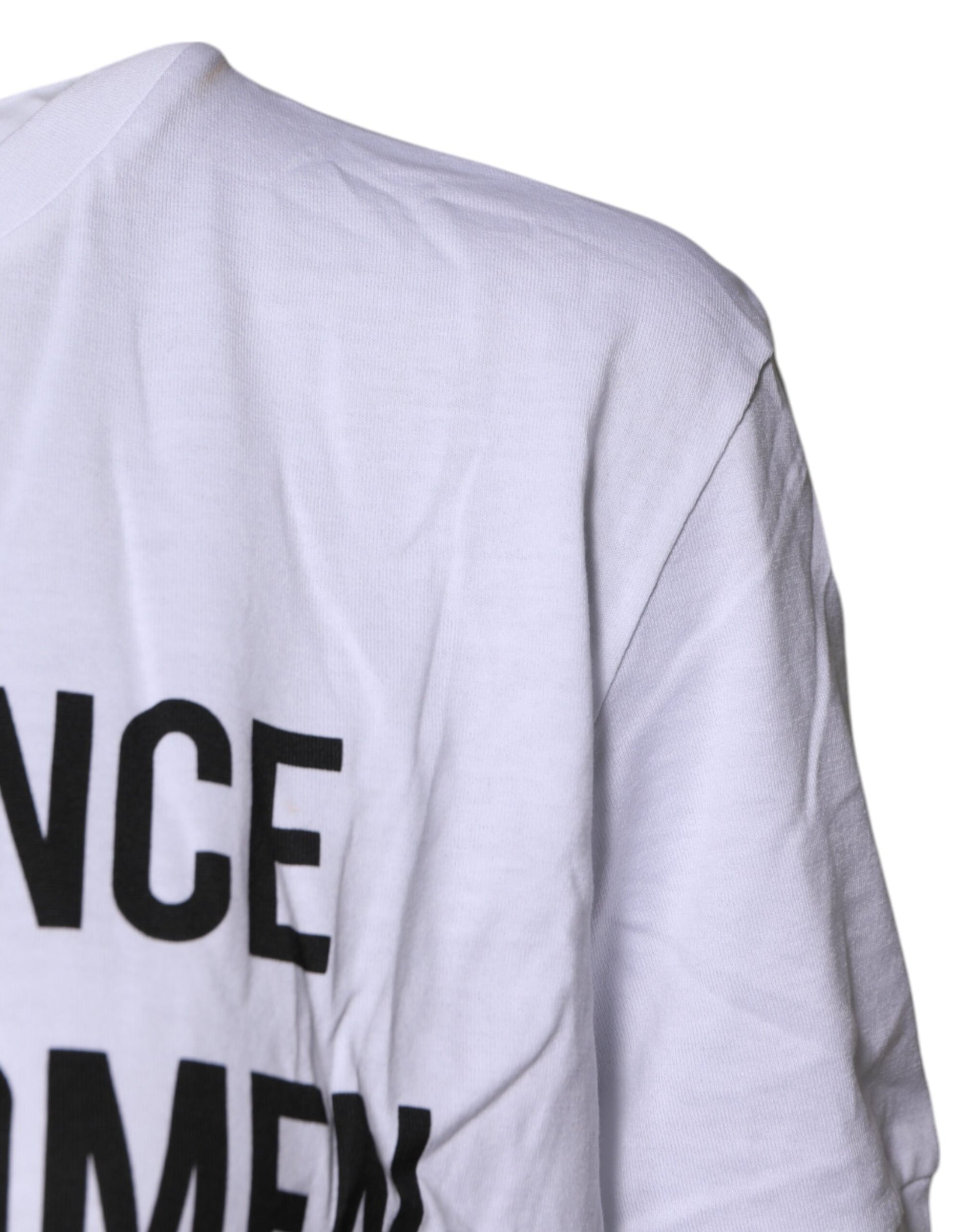 Weißes bedrucktes T-Shirt aus Baumwolle mit Rundhalsausschnitt