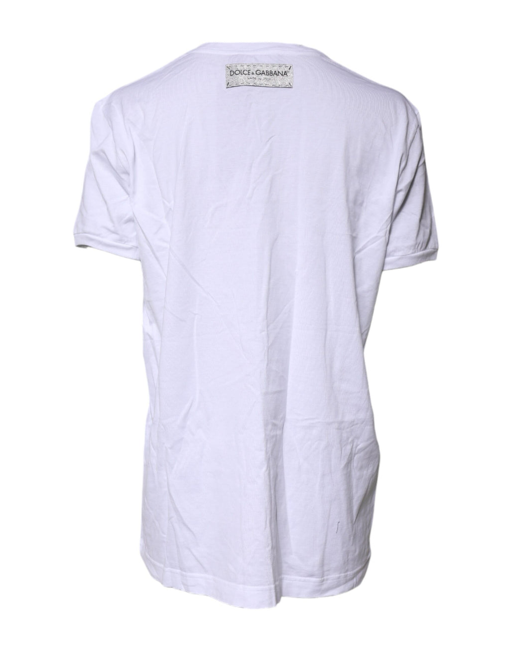Weißes bedrucktes T-Shirt aus Baumwolle mit Rundhalsausschnitt