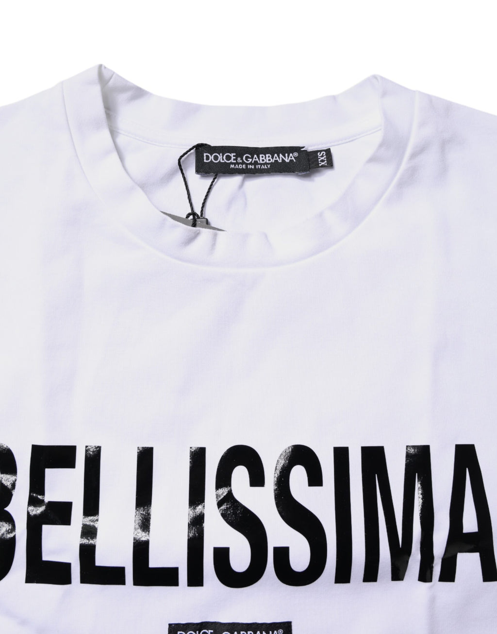 Weißes Bellissima-T-Shirt aus Baumwolle mit Rundhalsausschnitt