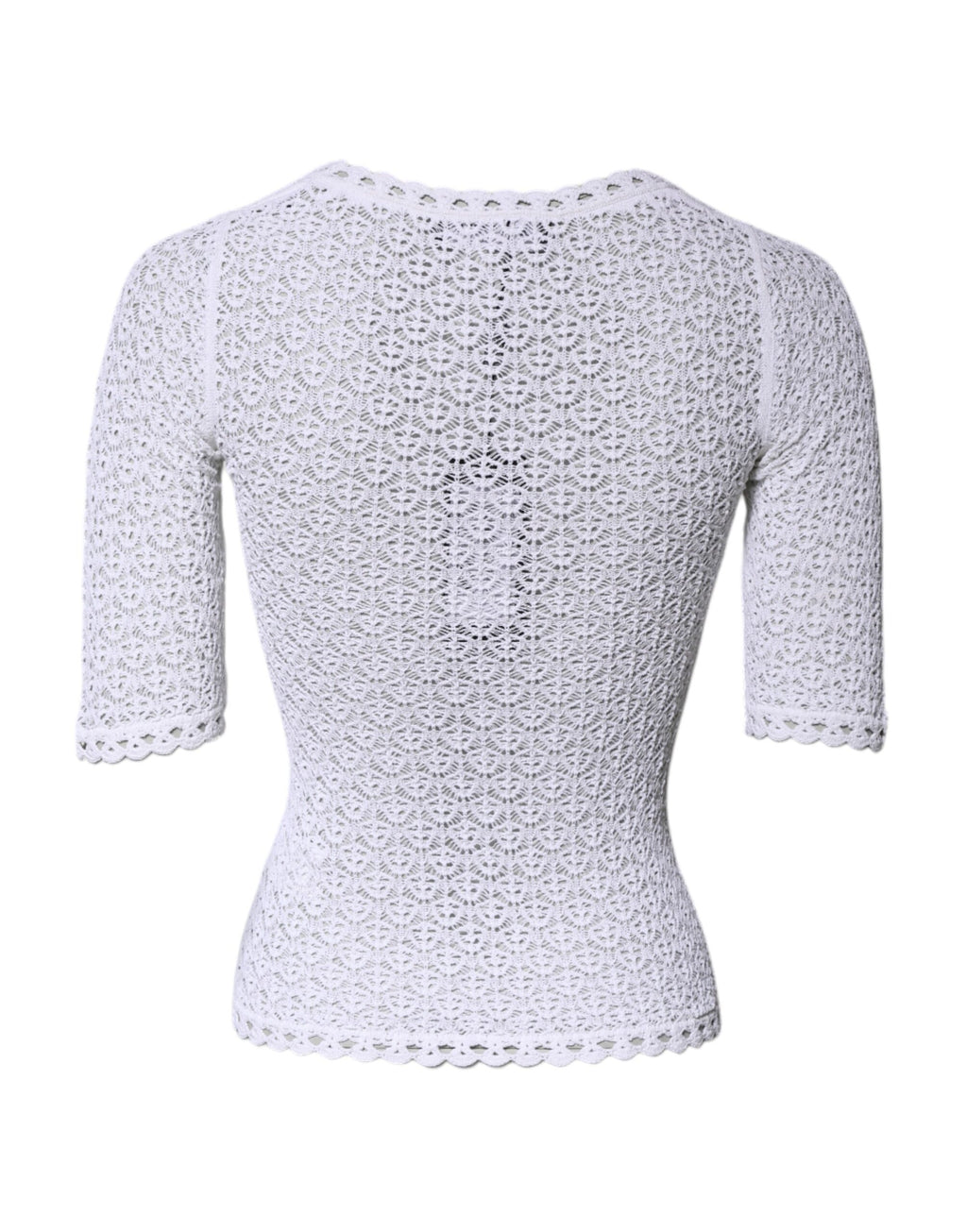 Dolce & Gabbana White Viscose Short Sleeve Crochet Top