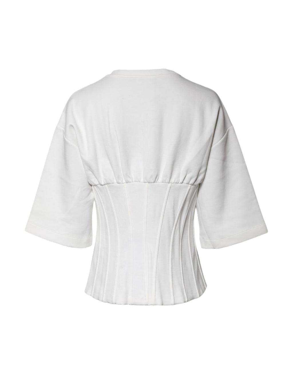 Dolce & Gabbana White Cotton Blend 3/4 Sleeves Blouse Top