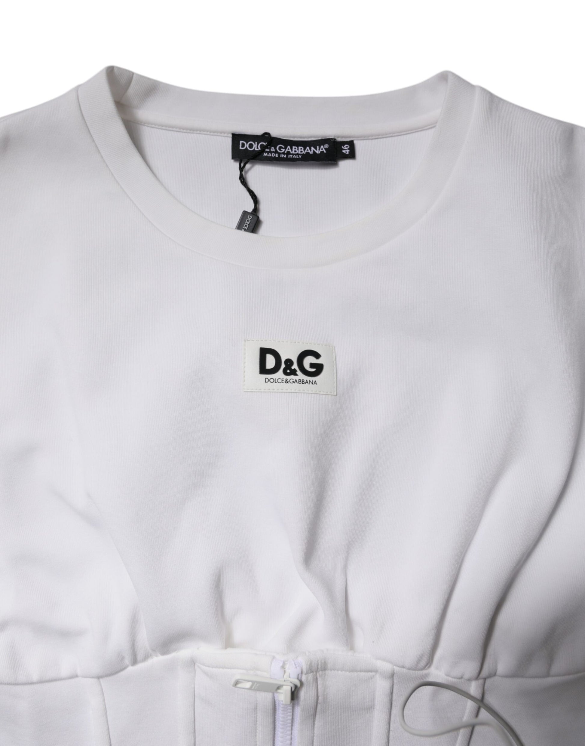 Dolce & Gabbana White Cotton Blend 3/4 Sleeves Blouse Top