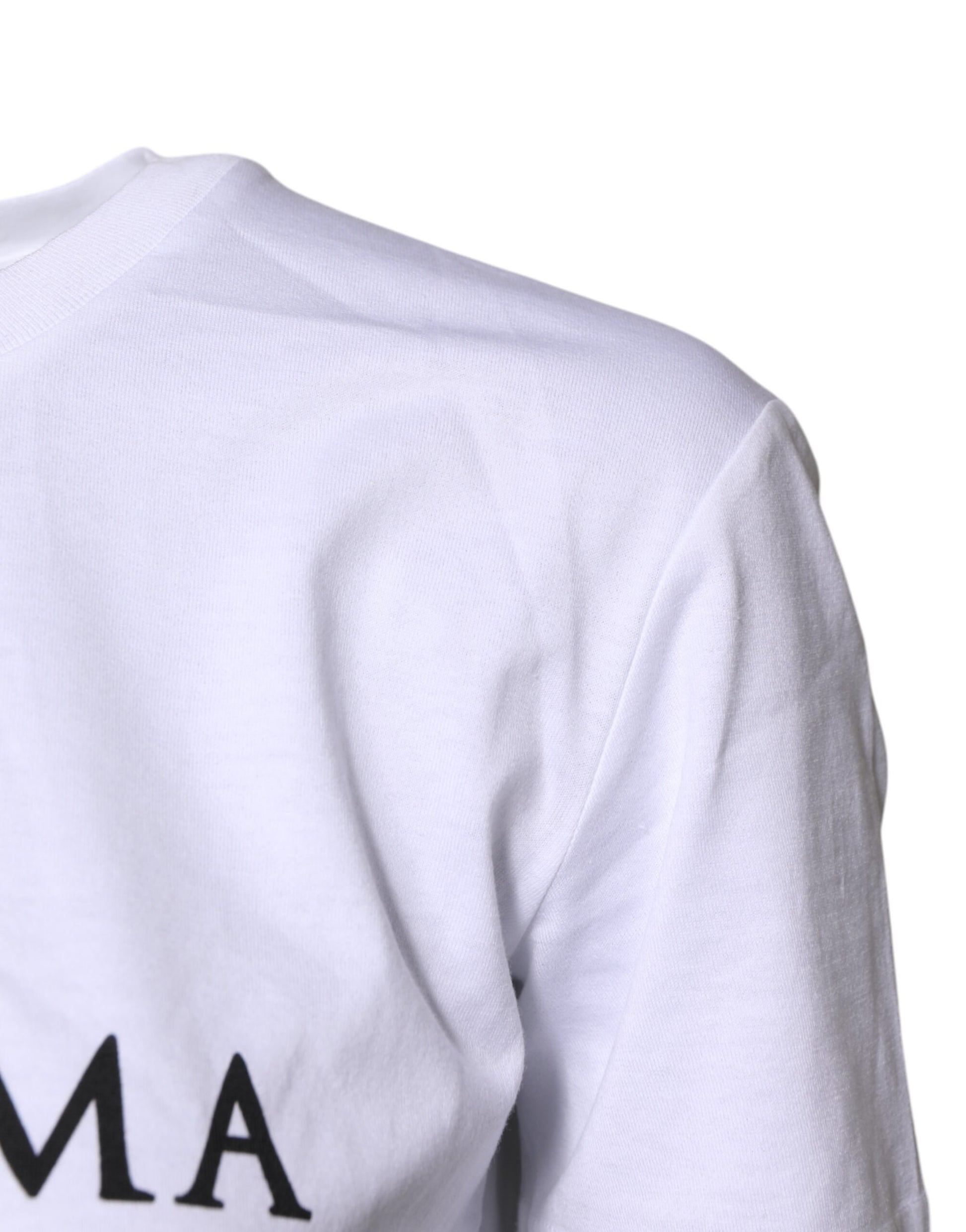 Weißes bedrucktes T-Shirt aus Baumwolle mit Rundhalsausschnitt