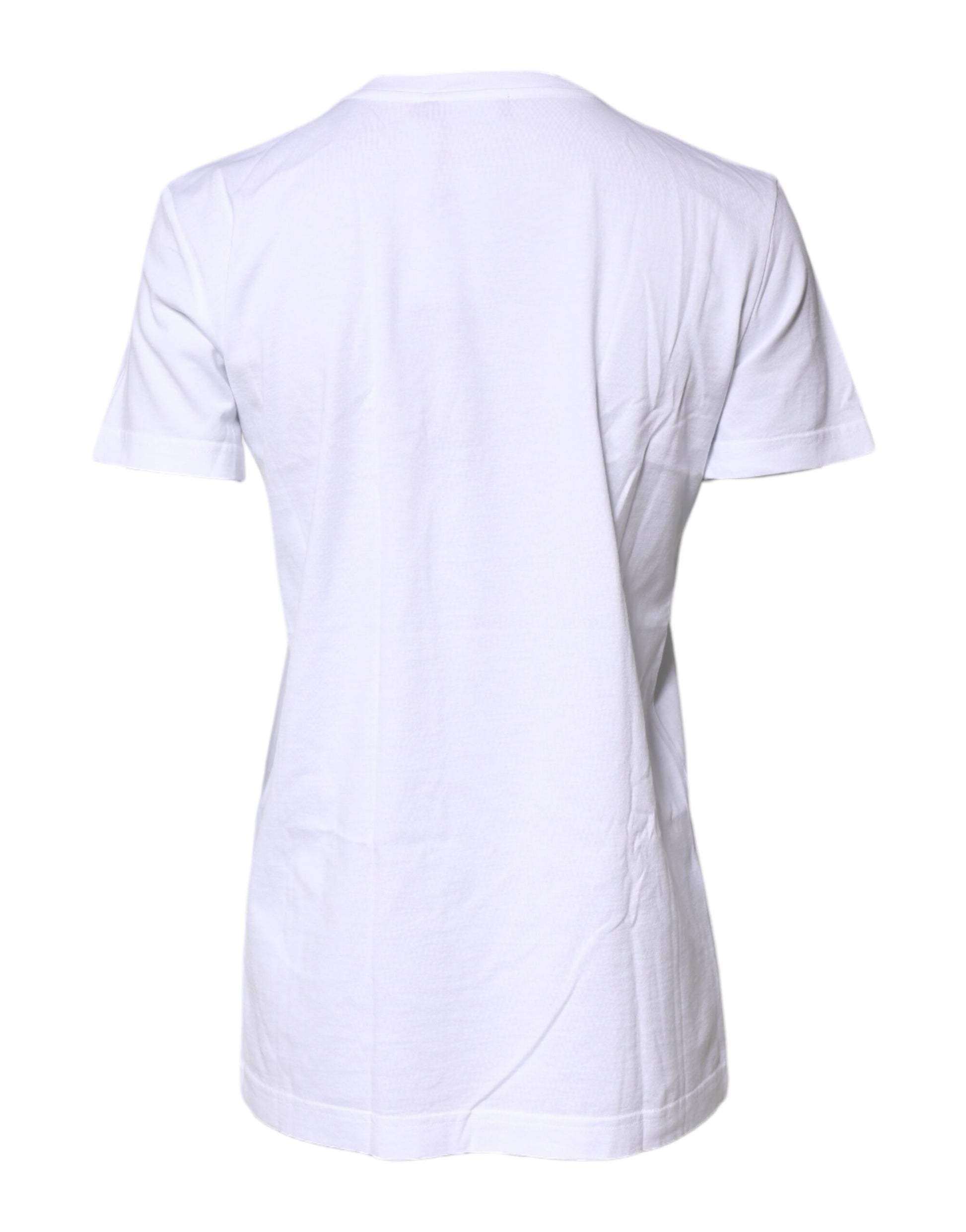 Weißes bedrucktes T-Shirt aus Baumwolle mit Rundhalsausschnitt
