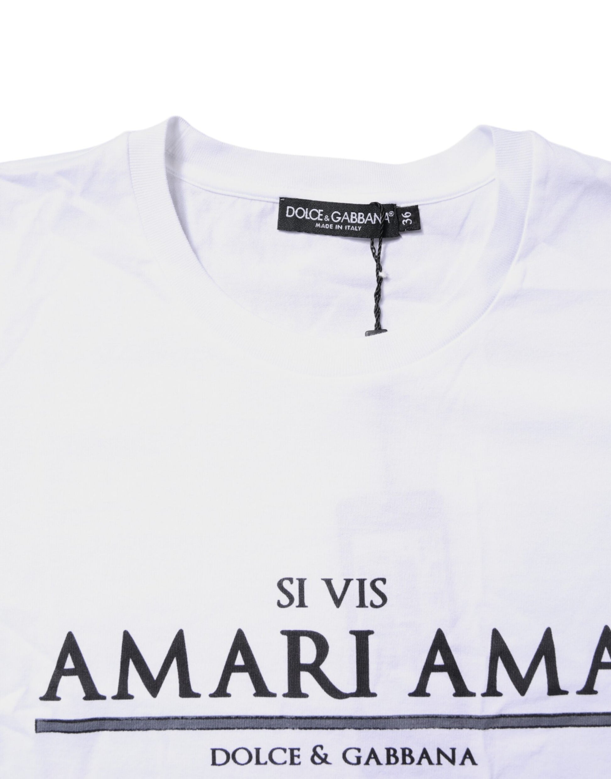 Weißes bedrucktes T-Shirt aus Baumwolle mit Rundhalsausschnitt