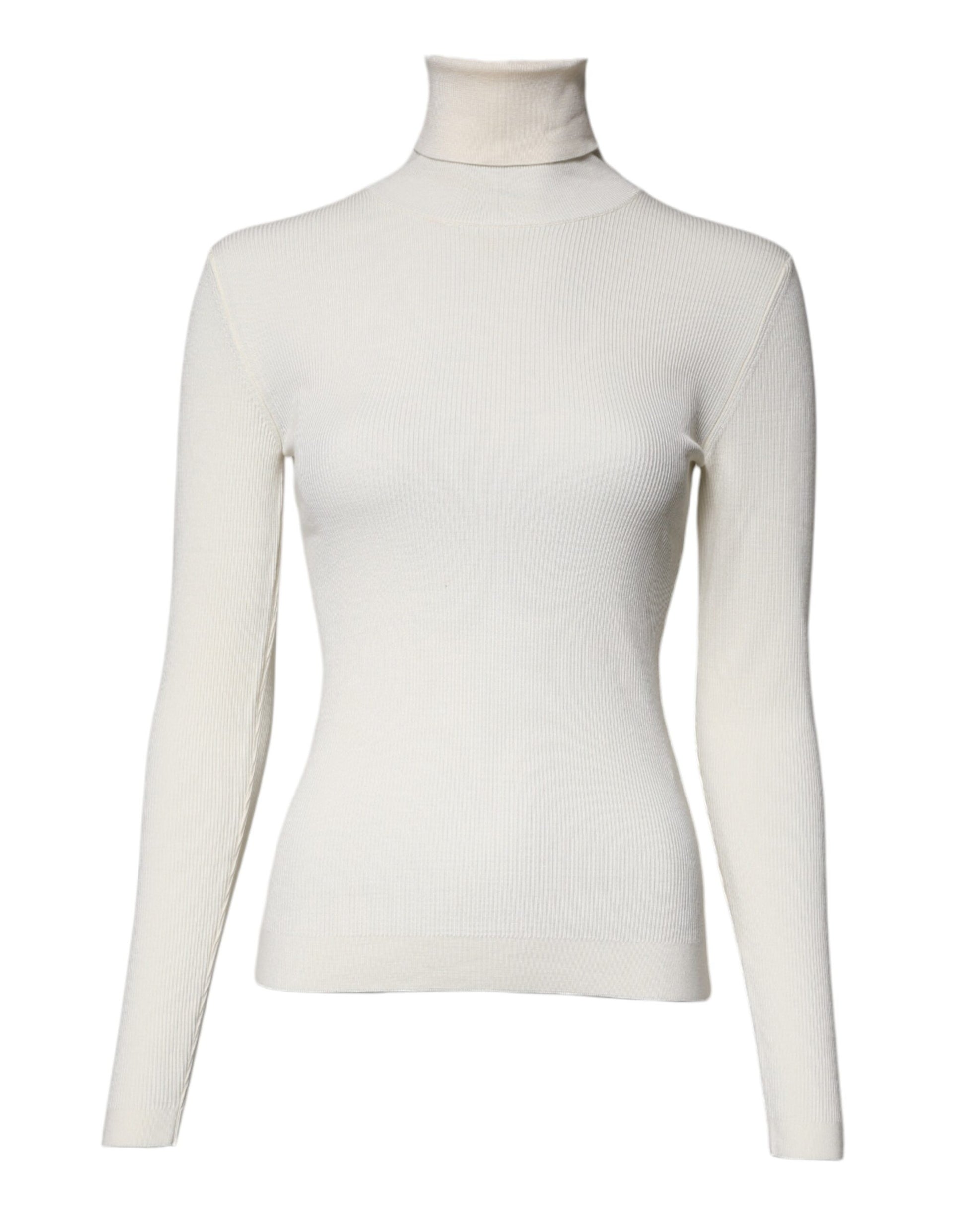Dolce & Gabbana Cream Long Sleeves Turtleneck Slim Sweater