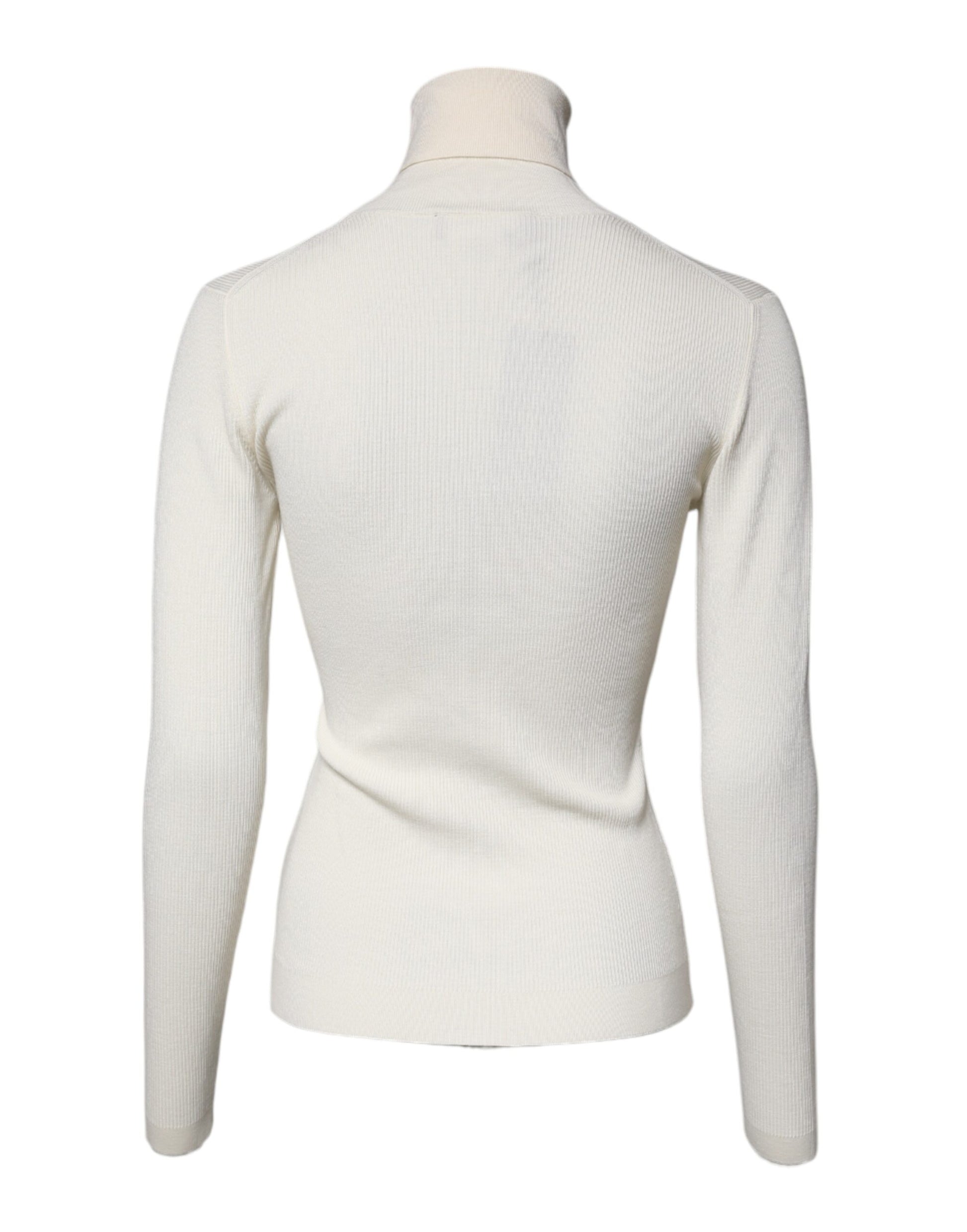Dolce & Gabbana Cream Long Sleeves Turtleneck Slim Sweater