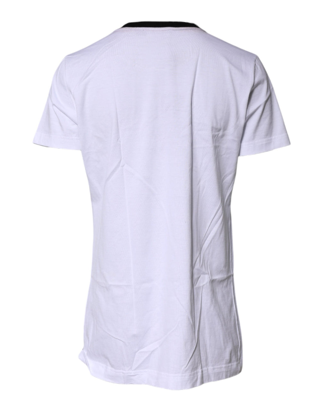 Dolce & Gabbana White Printed Round Neck Top Cotton T-shirt