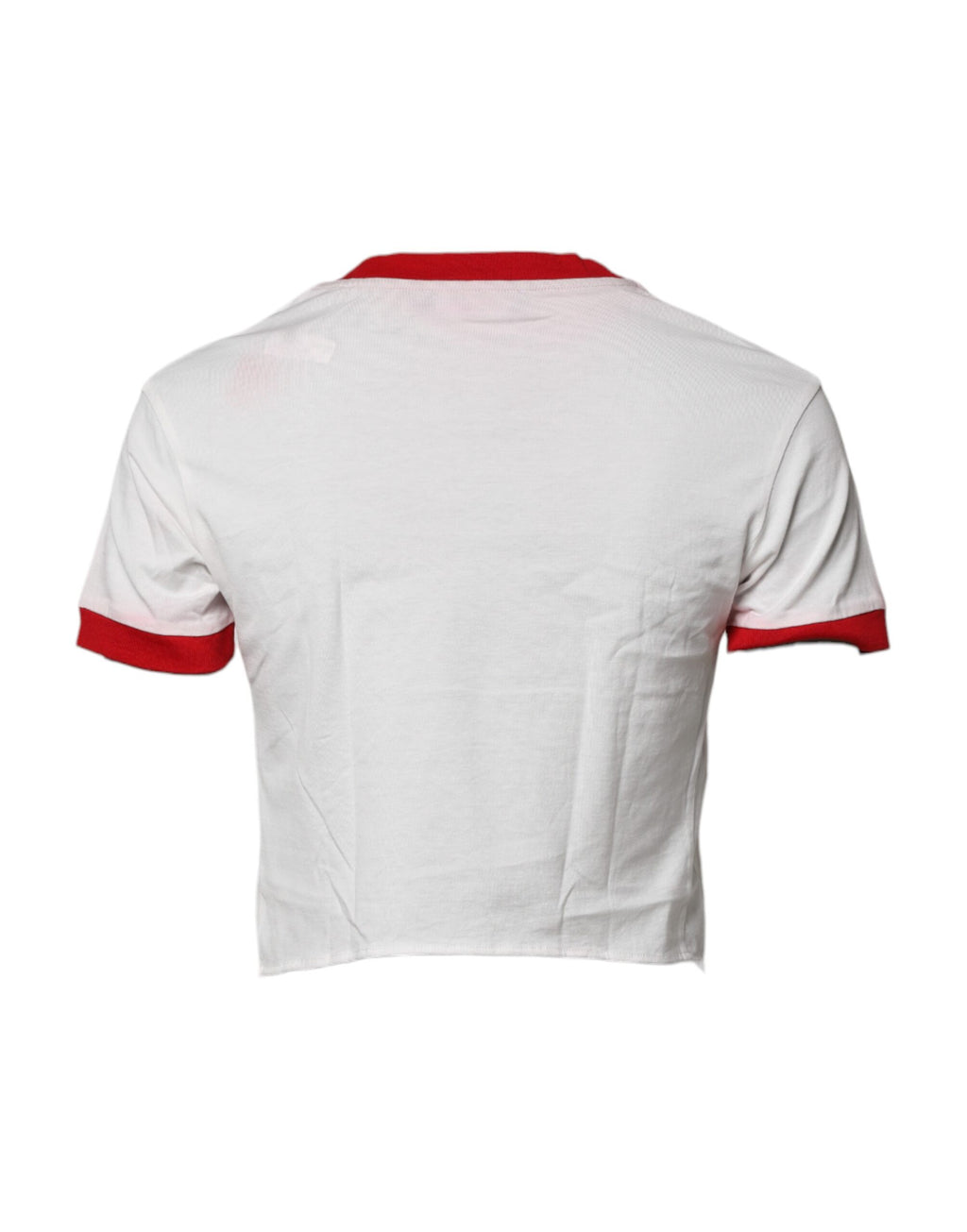 Dolce & Gabbana White Printed Round Neck Cropped Top T-shirt