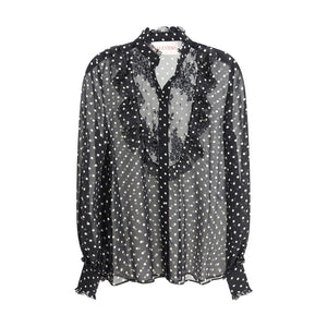 Seidenhemd mit Polka Dots