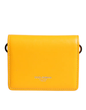 Dolce & Gabbana Yellow Leather Bifold Card Holder Crossbody Bag