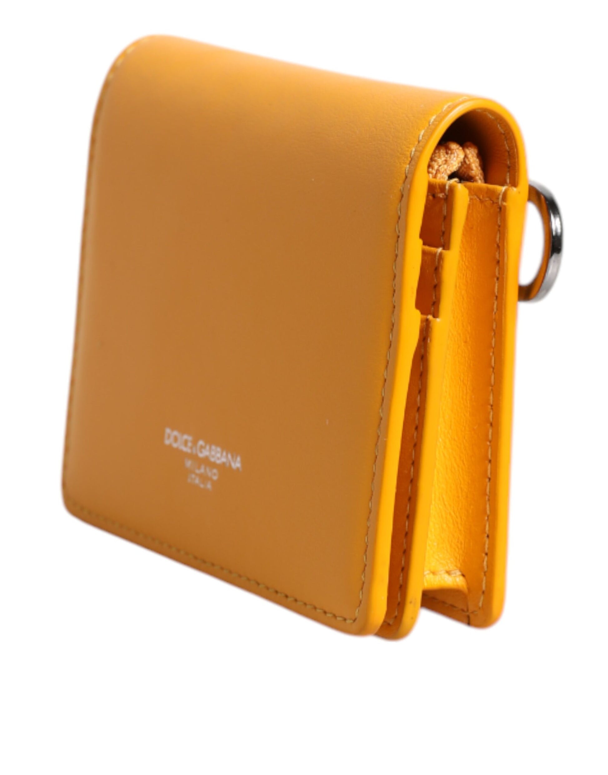 Dolce & Gabbana Yellow Leather Bifold Card Holder Crossbody Bag