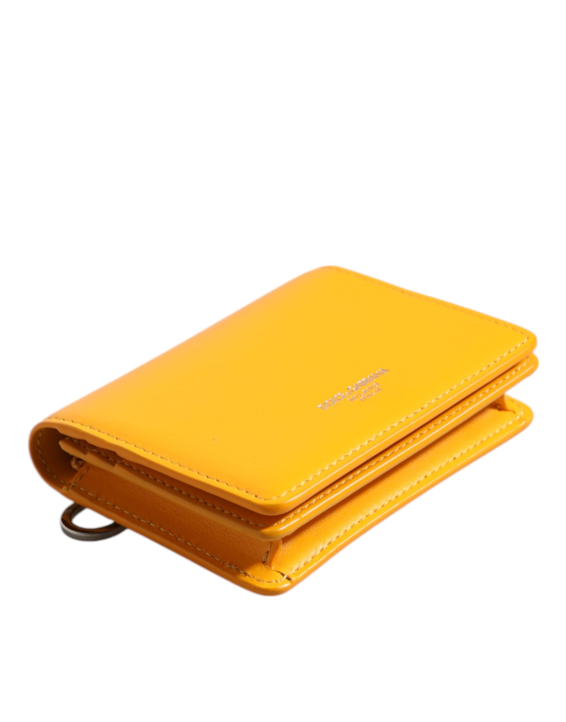 Dolce & Gabbana Yellow Leather Bifold Card Holder Crossbody Bag