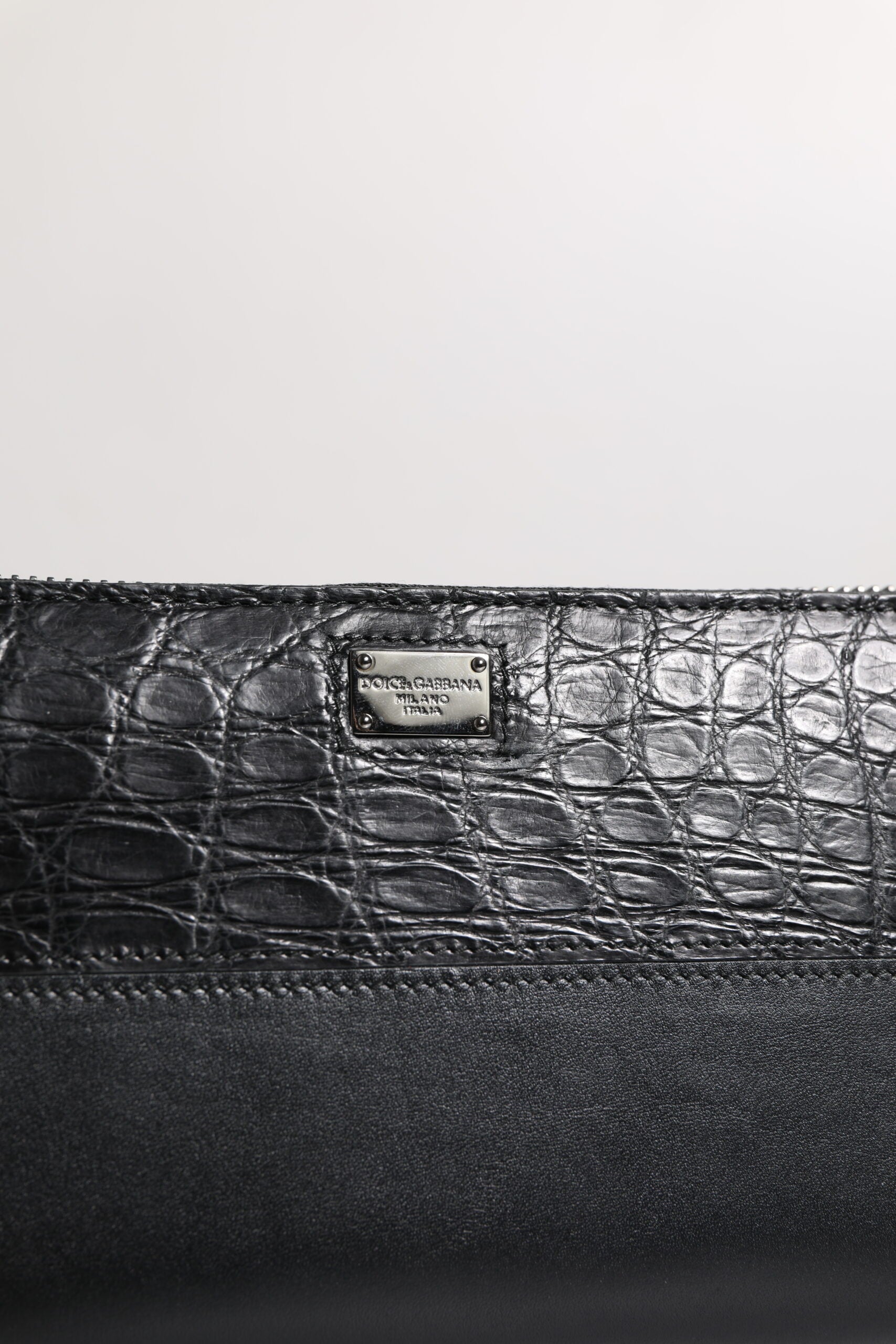 Dolce & Gabbana Black Leather Logo Plaque Zip Around Continental Wallet