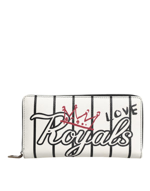 Weißes Leder DG Crown Royals Continental Portemonnaie mit Rundum-Reißverschluss