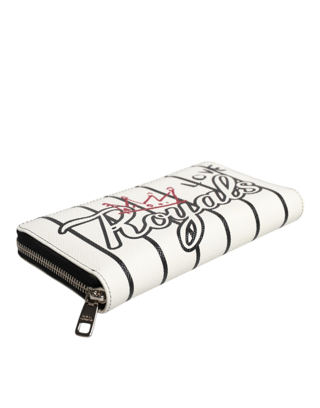 White Leather DG Crown Royals Continental Zip Around Wallet